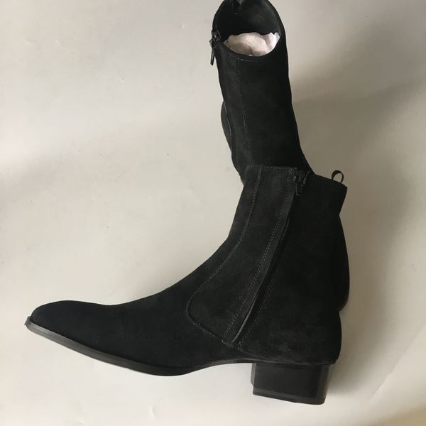 

high handmade europe genuine leather persional rock boots factory outlet england vintage royal gentleman dress leisure shoes, Black