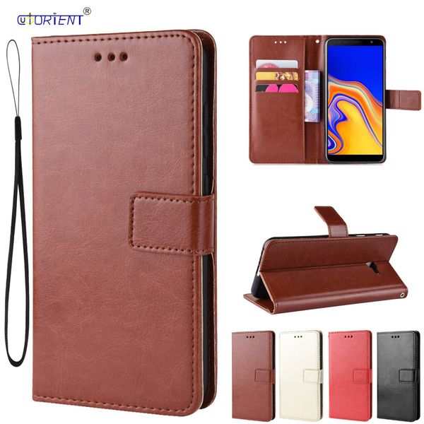 

flip leather wallet cover for samsung galaxy j4+ j4 plus phone case sm-j415fn/ds sm-j415f/ds card slot retro stand fitted funda