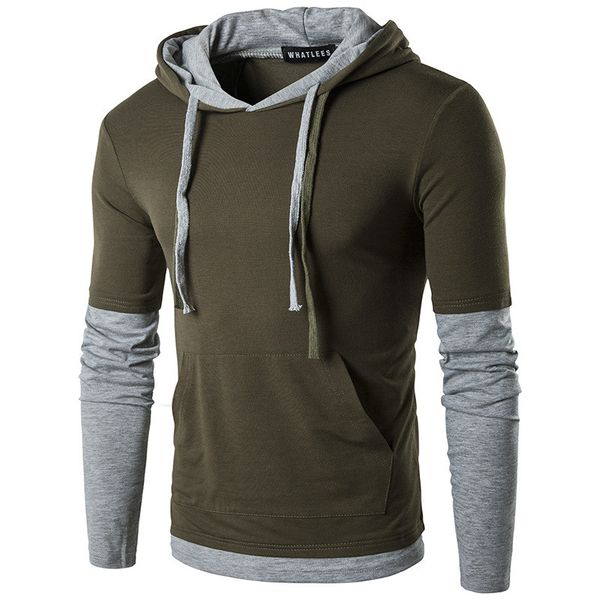 

designer mens hoodies casual slim patchwork pullover sweatshirt mens fashion solid color, Black