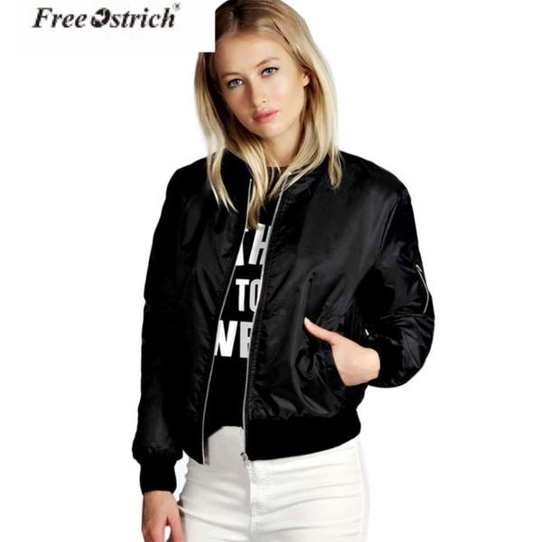 

ostrich women slim biker motorcycle soft zipper short coat jacket bomber jacket pockets plus size black green kurtka damska, Black;brown
