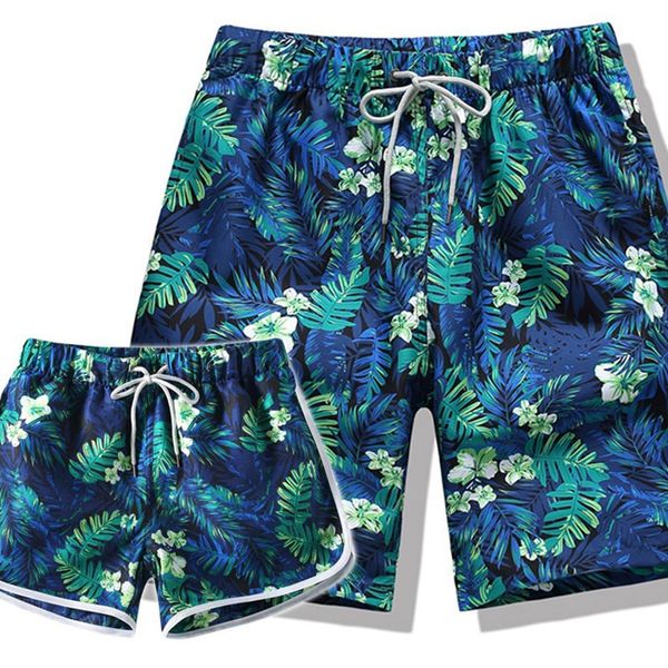 

summer men's quick-drying shorts breathable beach sports men fashion five-point flower shorts large size couple shorts wgdk52, White;black