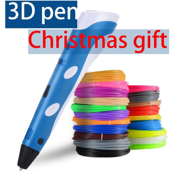 

christmas gift 3d pen 2nd original diy 3d printing pen with 100m abs/pla filament creative toy gift for kids design drawing, Black;red