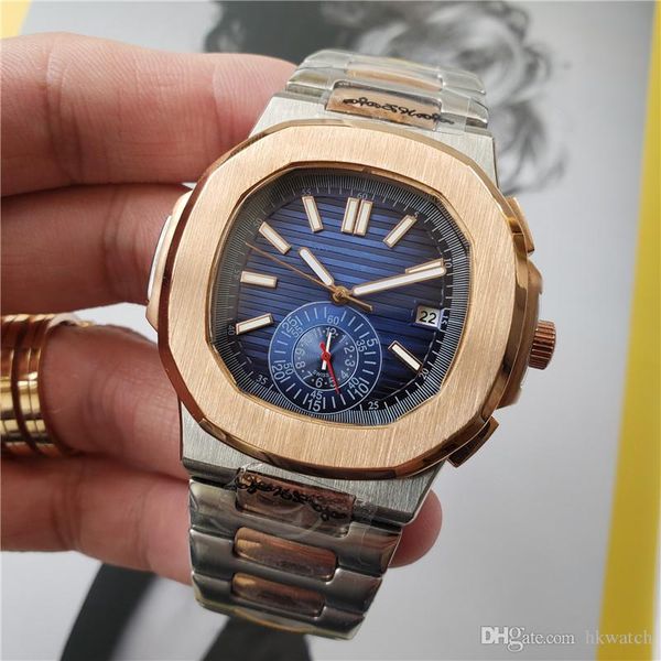 

silver-gold mens luxury watch nautilus stainless steel all dial work mens designers watches automatic movement mechnical watch, Slivery;brown