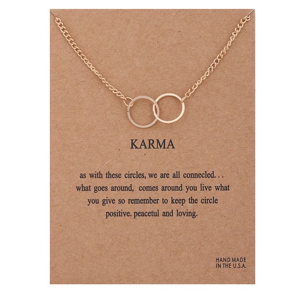 

sparkling karma large 2 linked gold-color pendant necklace clavicle chains statement necklace women jewelry, Silver