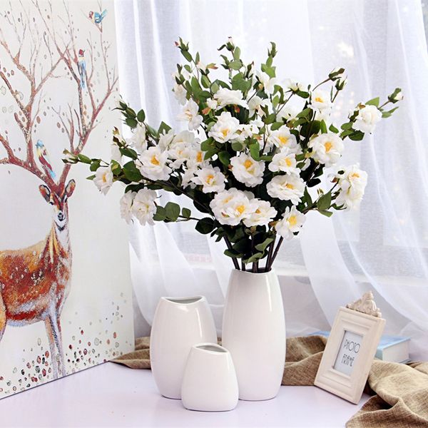 Inserted Ceramic White Tabletop Home Decoration Vase Fashion