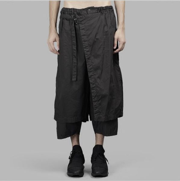 

new 27-44 2018 men's clothing gd hair stylist fashion catwalk street frenulum double layer capri pants plus size costumes, Black