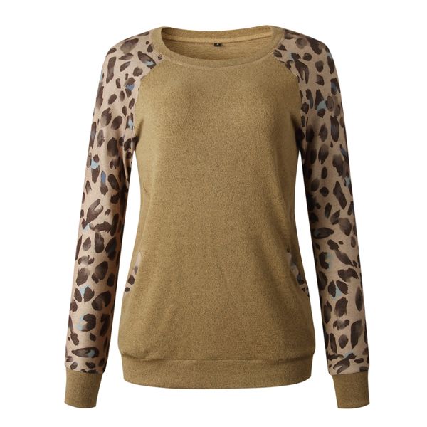 

winter 2019 leopard crewneck long sleeve pocket women's wear wt19, White