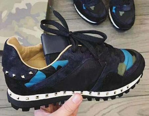 

2019 fashion studed camouflage casual shoes footwear men women flats luxury designer rockrunner trainers casual shoes, Black