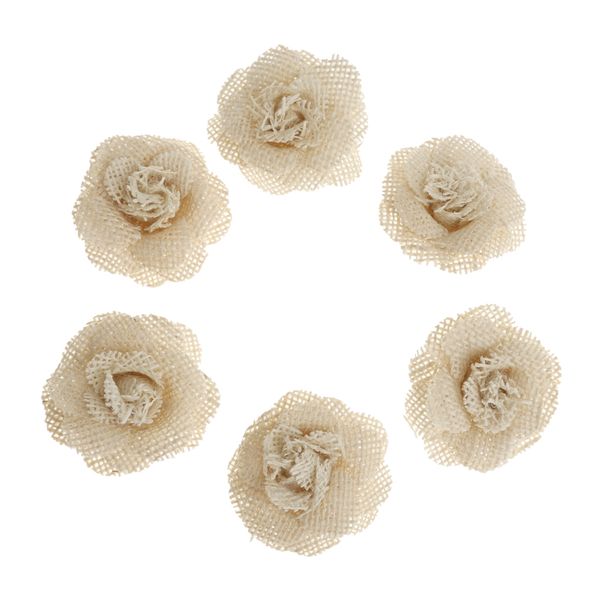 

vintage hessian burlap beige flower craft wedding party decoration pack of 6pcs