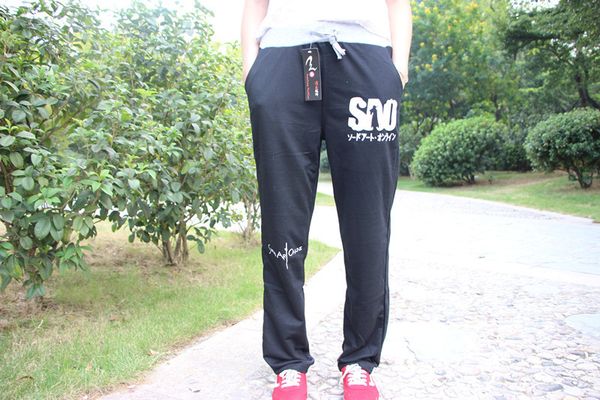 

winter new jp anime sword art online mans casual pants girls black pants clothing in spring