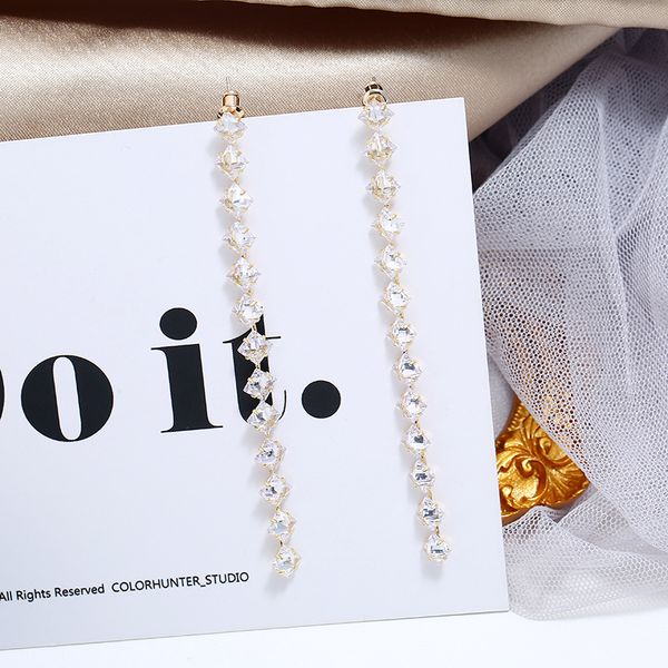 

hipster темперамент серьги японских и корейских стиль супер фея серебряная игла длинные кристалл уха иглоукалывание простой чистый красный с, Golden