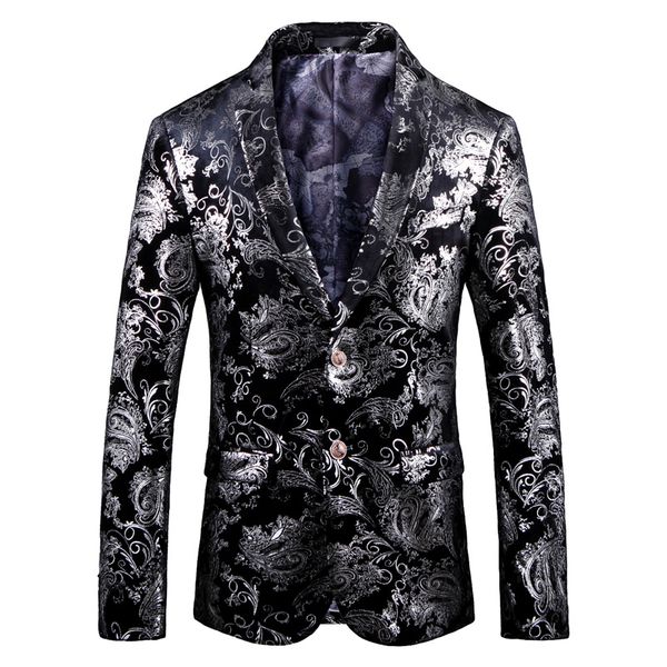 

mogu 2019 spring new cotton men's blazers large size m to 5xl comfortable silver print casual fashion blazer, White;black