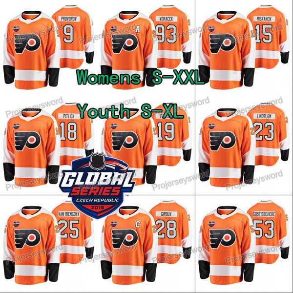 

Lady & Youth Philadelphia Flyers 2019 Global Series Claude Giroux Jersey Ivan Provorov Nolan Patrick van Riemsdyk Gostisbehere Jakub Voracek