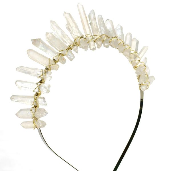 

headband europe style handmade crystal headbands personality innovative refreshing hair accessories headdress for women, Golden;white