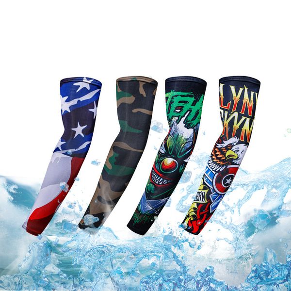 

2pcs cycling sleeves printed armwarmer mtb bike bicycle sleeves arm warmer uv protection ridding arm, Black;gray