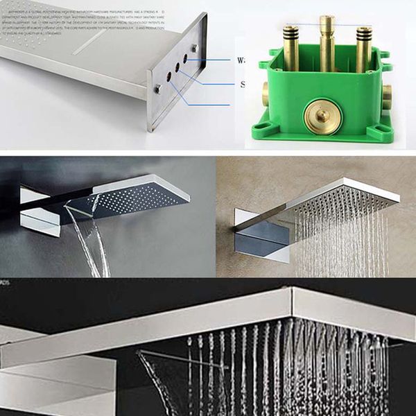 

304 stainless steel polish finish contemporary rectangular rainfall shower head big size wall mounted waterfall shower
