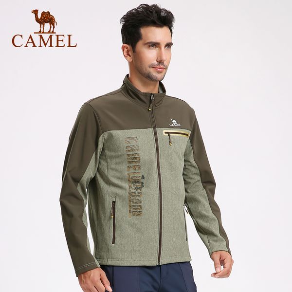 

camel men outdoor casual softshell jacket windproof thermal hiking camping hunting coat, Blue;black