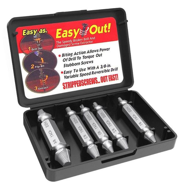 

cmaterial damaged screw extractor drill bits guide set broken speed out easy out bolt stud stripped screw remover tool#25