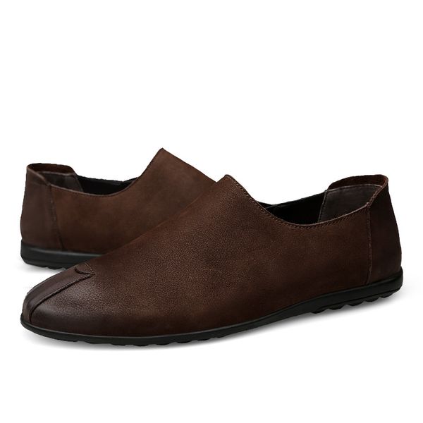 

youqijia comfortable men casual shoes footwear men shoes genuine leather chaussures flats slip on lazy zapatos hombre, Black