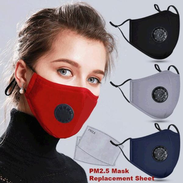 

factory price anti-dust flu smoke allergies adjustable reusable respirator cotton face masks protection with 2 filters women man pm2.5 m055, Blue