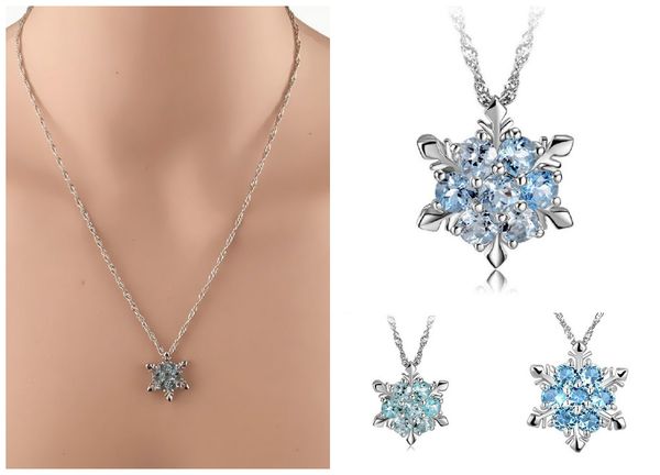 

2019 droppshiping fashion women crystal zircon snowflake pendant necklace jewelry christmas new year gifts bfj55, Silver