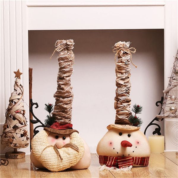 

new year gift for friend lovers big head santa claus snowman dolls display window christmas deskdecoration retractable toys