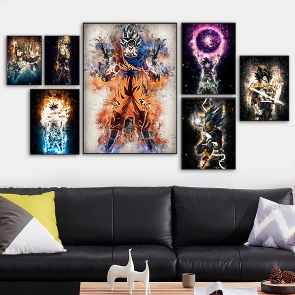 

super anime manga posters and prints saiyan son goku vegeta jiren wall art canvas painting wall pictures home decor