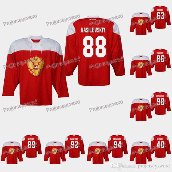 

Russia Andrei Vasilevskiy 2019 IIHF World Championship Jersey Ilya Kovalchuk Kirill Kaprizov Nikita Kucherov Nikita Nesterov Nikita Gusev