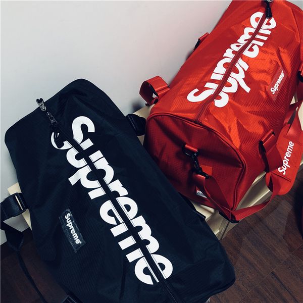 

Марка сумки Письмо Большая емкость ковша сумка Travel Наплечные сумки для обуви склад Duffle Полосатый Пляжная сумка унисекс Streets вир # 235