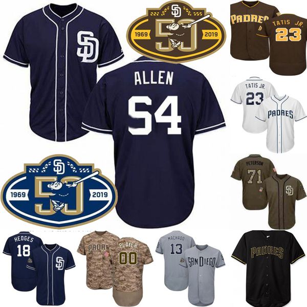 

54 Logan Allen Jersey 50th Anniversary San Diego Fernando Tatis Jr. Manny Machado Wil Myers Eric Hosmer Manuel Margot Padres Baseball Jersey