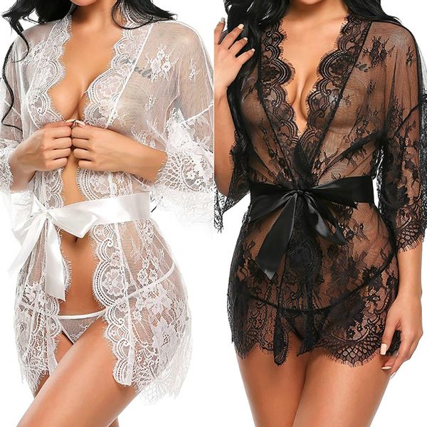 

women nightwear lingerie babydoll underwear lace coat briefs sleepwear summer fashion ladies c0516, Red;black