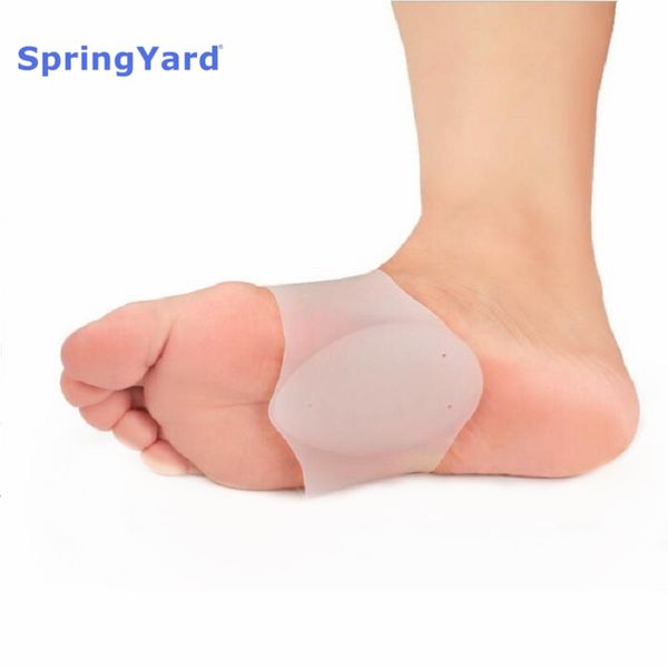 

springyard silicone gel plantar fasciitis arch support sleeve bandage flat foot orthopedic belt foot care insoles for men women, Black