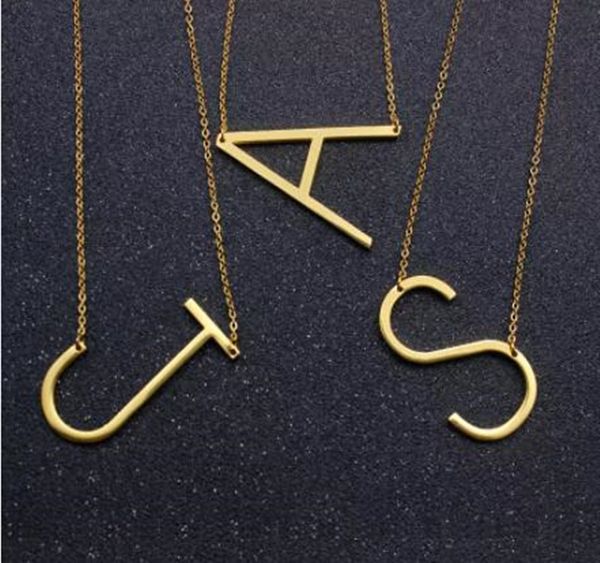 

2018 stainless steel a-z english alphabet initial necklace silver gold plated capital letter pendant fashion jewelry for women
