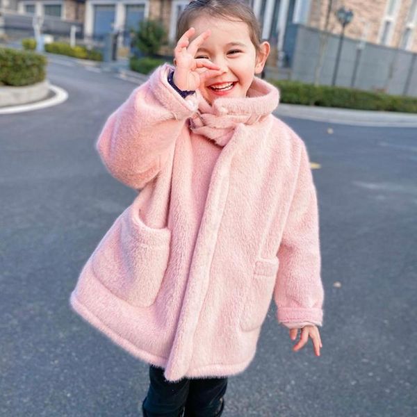 

children faux fur coat baby imitation jackets girls thicker warm outerwear parka kids clothes winter jackets y2570, Blue;gray