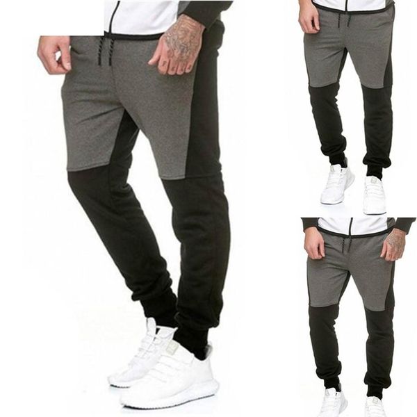

2018 new warm 2018 men pants splicing overalls casual pocket sport work casual trouser pants autumn 18nov28, Black