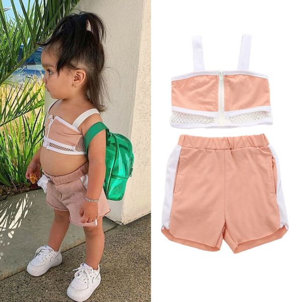 

toddler baby girls clothes casual sportwear sleeveless vest net +pants outfits girls clothing 1-4y, White