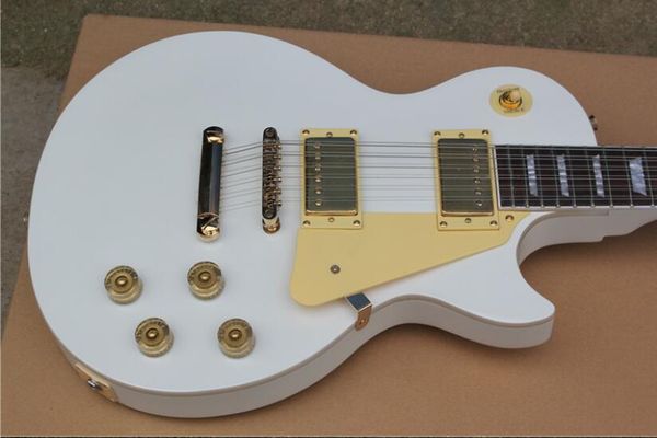 

lp стандартный мультиструнный 12-струнный электрогитара белый корпус золотые аксессуары могут быть настроены бесплатная доставка