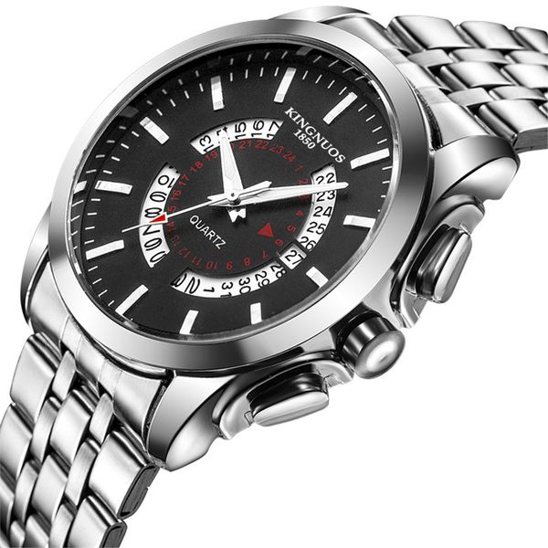 

fashion stainless steel watch men quartz wristwatch sport casual clock waterproof watches relogio masculino, Slivery;brown