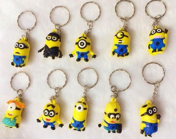 

new 3d despicable me minion action figure keychain keyring key ring cute mix order for promotion dhl free, Silver