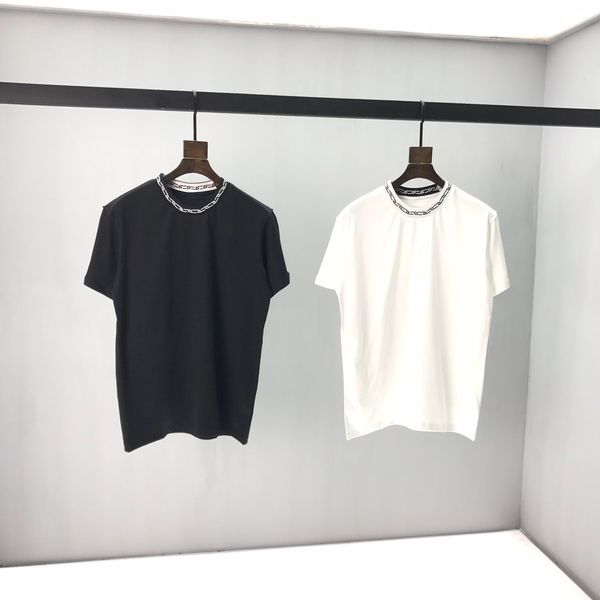 

2020 france's latest spring and summer fashion new jacquard thread wild casual high-quality tee thick cotton t-shirt sale, White;black