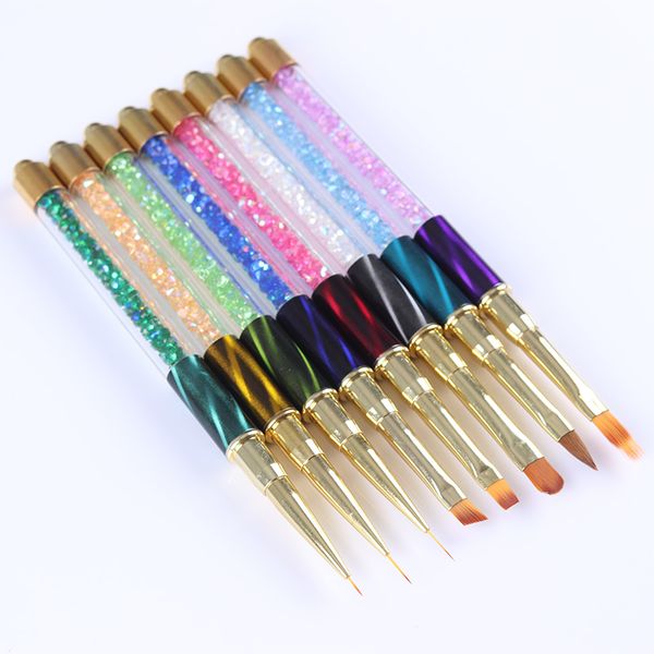 

1pc uv gel liner painting gradient brush pen cat eye rhinestone handle manicure nail art brush decoration, Yellow