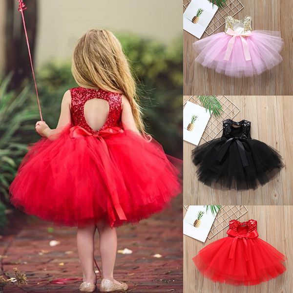 

girl's dresses princess kids baby fancy wedding dress sequins formal party for girl tutu clothes children backless designs, Red;yellow