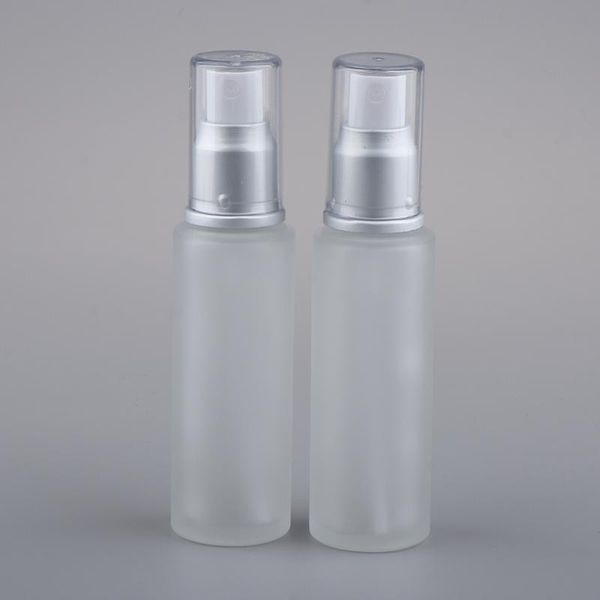 

2pcs empty ground glass bottles refillable cosmetic makeup travel lotion containers 50ml