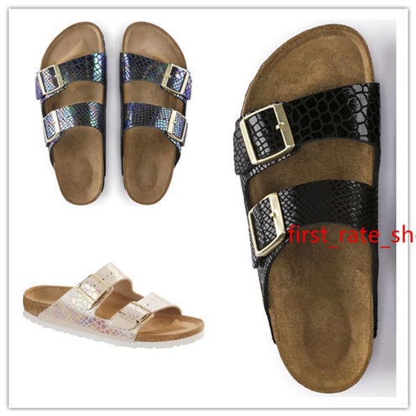 

new famous brand cork slippers with buckle for men and women wholesale flat sandals brik casual summer genuine leather slippers
