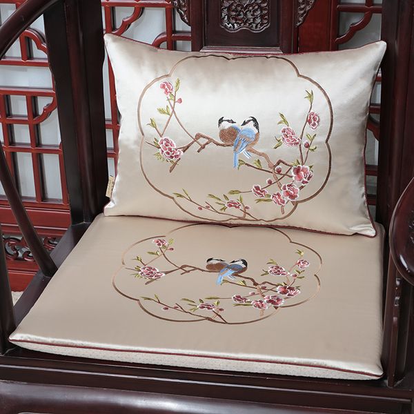 New Jacquard Flower Birds Cuscino del sedile Divano Sedia Decorazione Pad Poltrona Cuscino Sedile Cuscini di seta cinesi Cuscini per sedie da pranzo