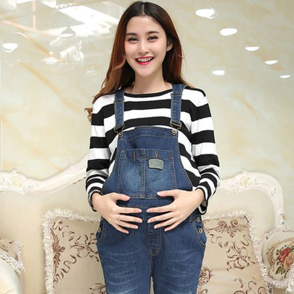 

belt maternity jumpsuits jeans for pregnant women overalls jumpsuit for pregnancy maternity clothes loose adjustable bib pants, White
