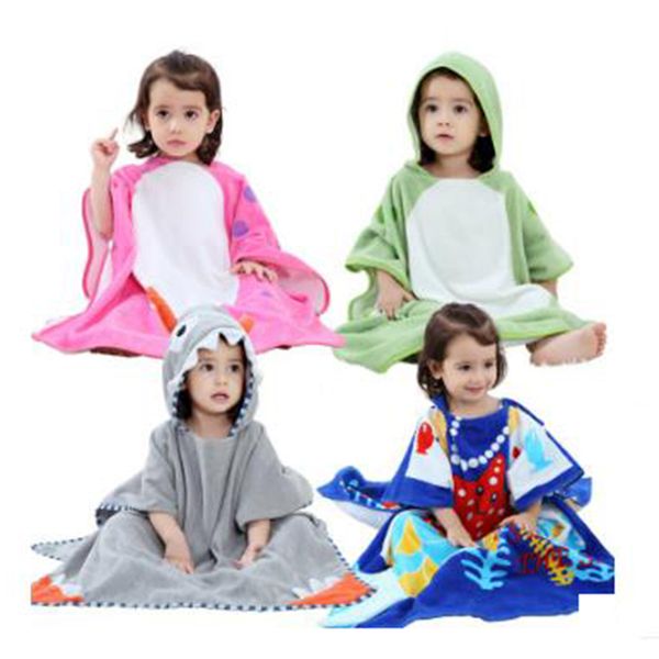 

0-6 years boy girl bathrobes hooded bath one sizeclothing new cobertor blanket stuff print cloak cartoon comfortable soft, Blue;red