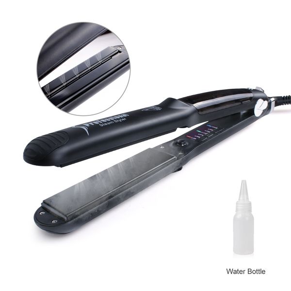

2018 steam function flat iron tourmaline ceramic vapor professional hair straightener with argan oil infusion straightening, Black
