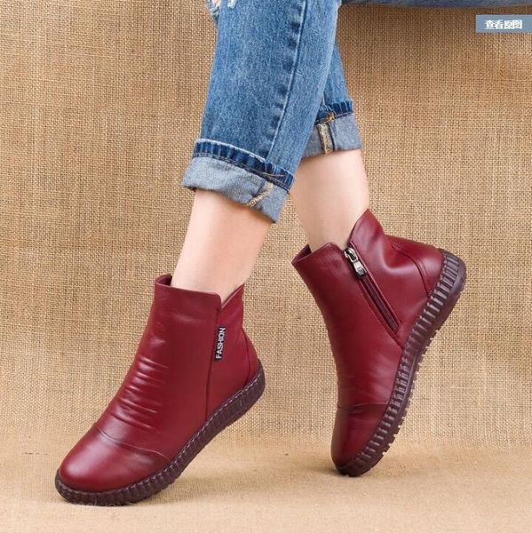 

akexiya shoe knight genuine leather ankle vintage casual shoes brand design retro handmade women boots lady mx200508, Black