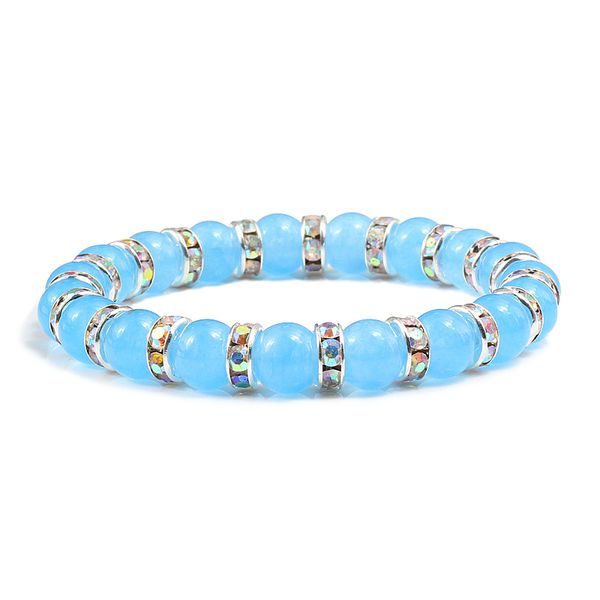 

charm blue chalcedony rhinestone bracelet natural stone beads crystal bracelets women fashion yoga paryer jewelry handmade gifts, Black